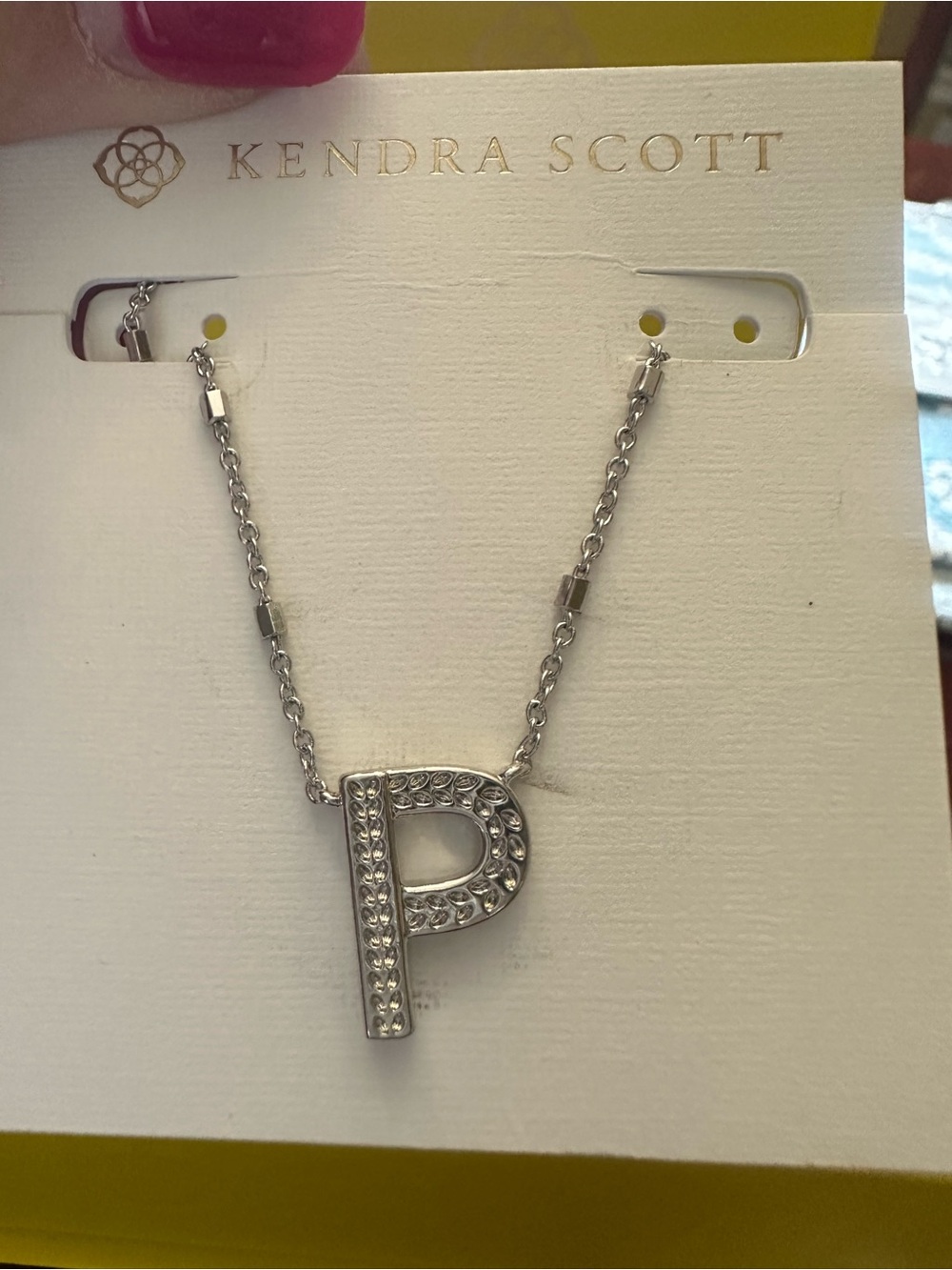 Kendra Scott Letter P Pendant Necklace in Silver NWT